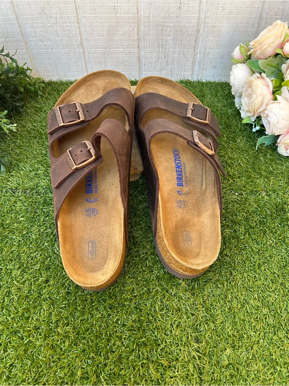 Birkenstock Arizona habana oiled leather men size  45US 12-12.5 gently used